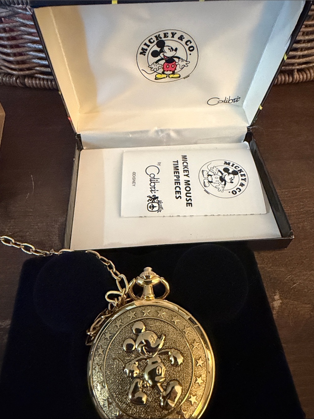 Disney Mickey Mouse Colibri Musical Pocket Watch w/ Chain, Box & Papers - Picture 5 of 5
